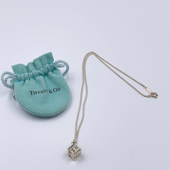Authentic Tiffany & Co 925 Silver Atlas Cube Necklace - Picture 5 of 9